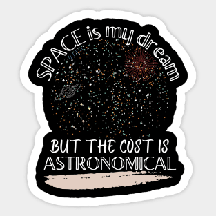 Space is my dream but the cost is ASTRONOMICAL Sticker